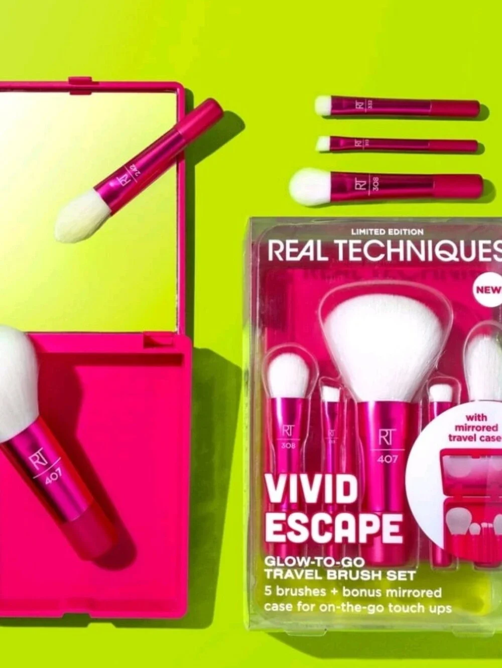 Real Techniques Vivid Escape Glow-To-Go Travel Brush Set